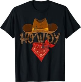 com Western Cowboy Tees Howdy T-Shirt - Classic Fit Short Sleeve Black Polyester amp Cotton Clothing Shoes amp Jewelry at Amazon